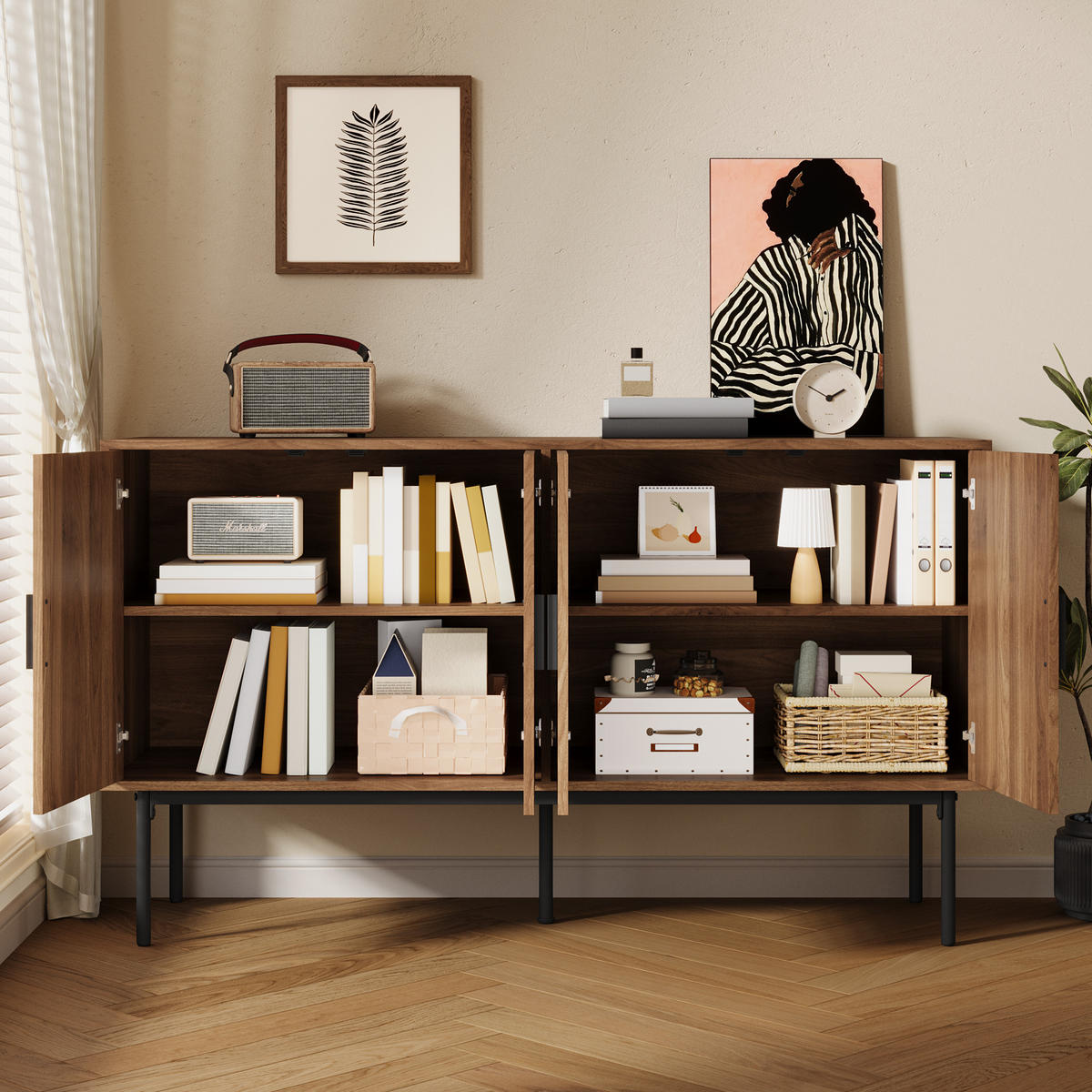 SIDEBOARD 140 cm Stauraum - Naturfarben, Holzwerkstoff (140/80/40cm)
