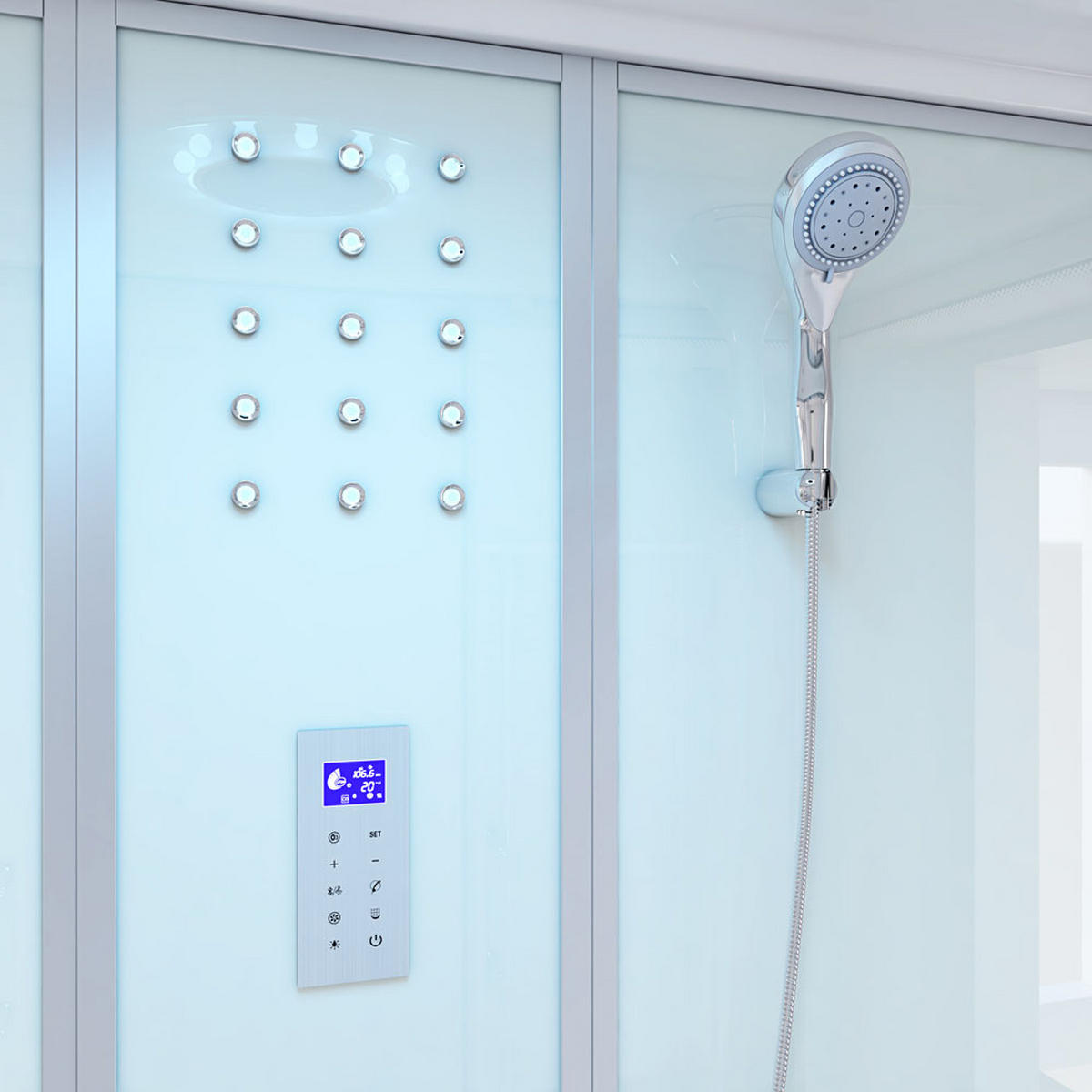 DAMPFDUSCHE DIAMOND BIG - Weiß, 190 x 100 cm - Weiß, Glas (100cm) - Home Deluxe