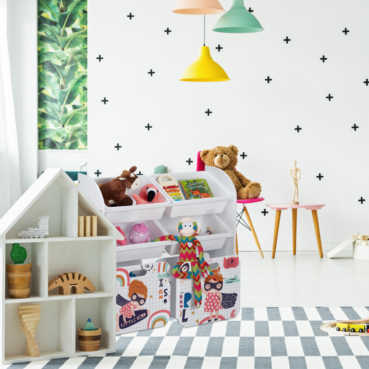 KINDERREGAL - Weiß, Holz/Holzwerkstoff (82.5/80.5/30cm) - Relaxdays
