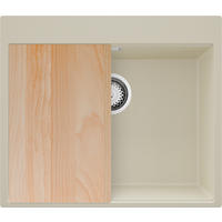SPÜLBECKEN Oslo, 3-er set Beige 58/50 cm, 1 Becken + Ablauf-Set + Schneidebrett ab 60er Unterschrank - Chromfarben/Beige, Kunststoff (58/20/50cm) - Primagran