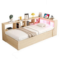 SCHLAFSOFA 90x200cm LED Stauraum Steckdose Massivholz - Naturfarben, Holzwerkstoff (90/200cm) - FLIEKS