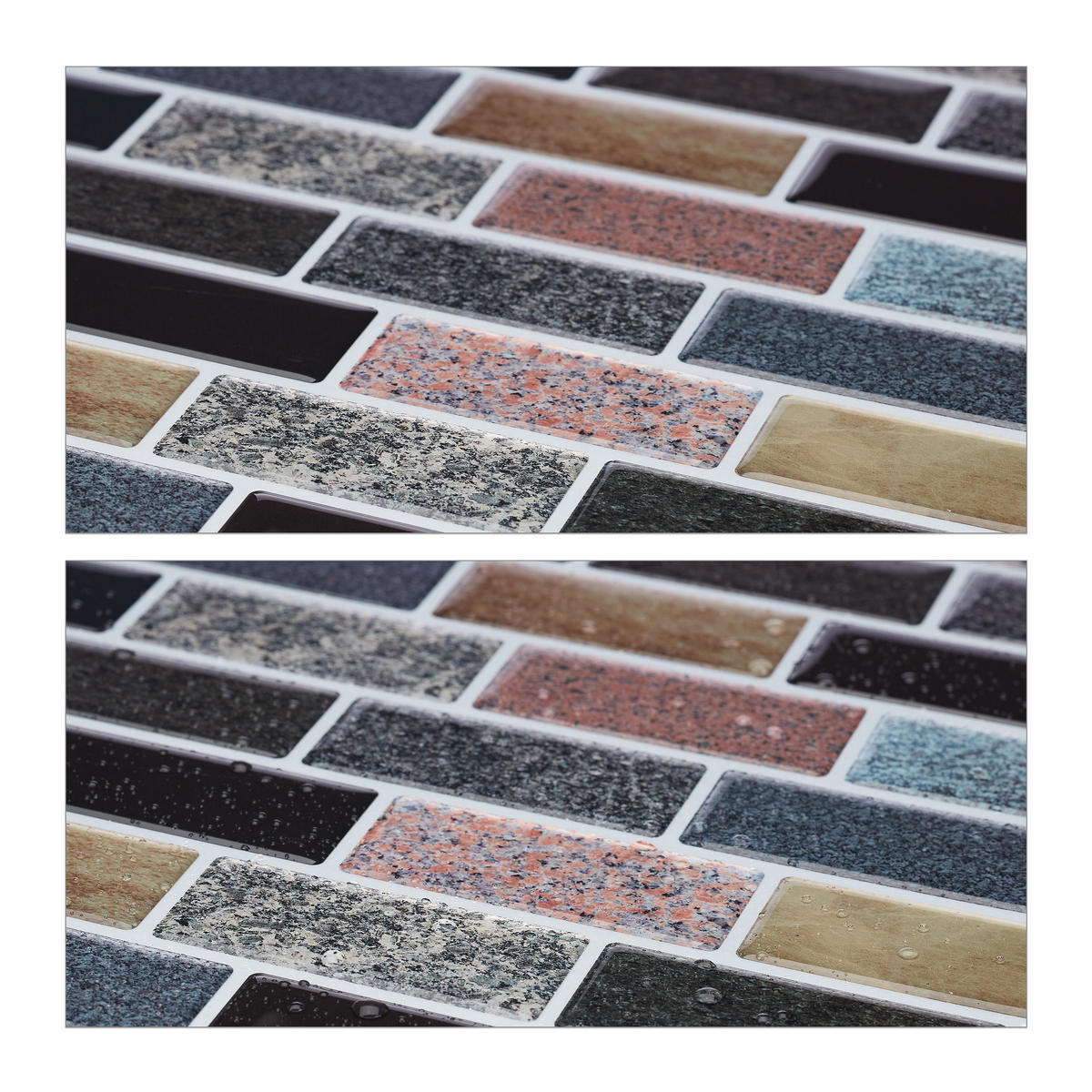 10xFLIESENAUFKLEBER - Multicolor, Papier/Kunststoff (31/31/0.1cm) - Relaxdays