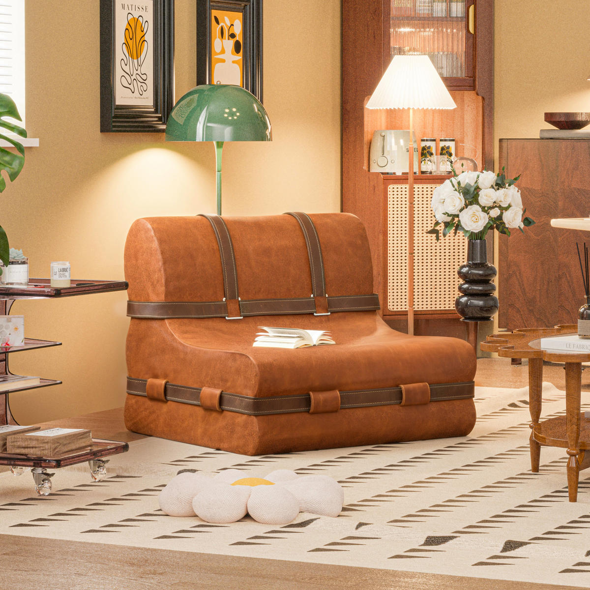 SOFA aus Kunstleder wasserdicht und schmutzabweisend - Braun, Textil (73.5/60/75cm) - Vercart