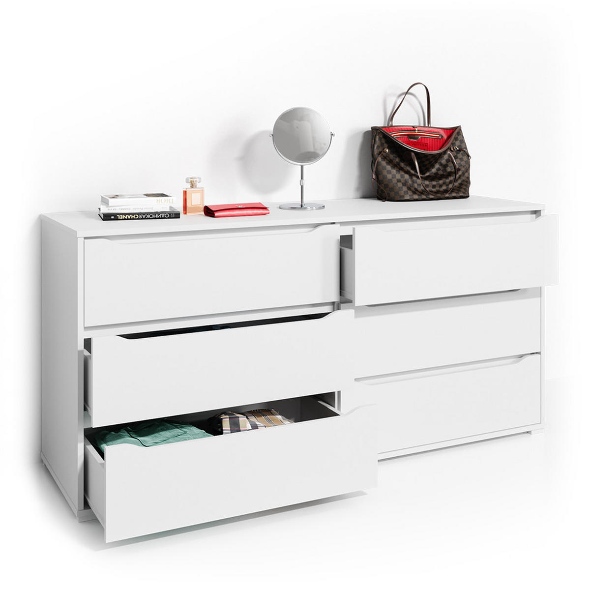 KOMMODE Ruben Weiß 160 x 77.6 cm - Weiß, Holzwerkstoff (48/77.6/160cm) - Vicco