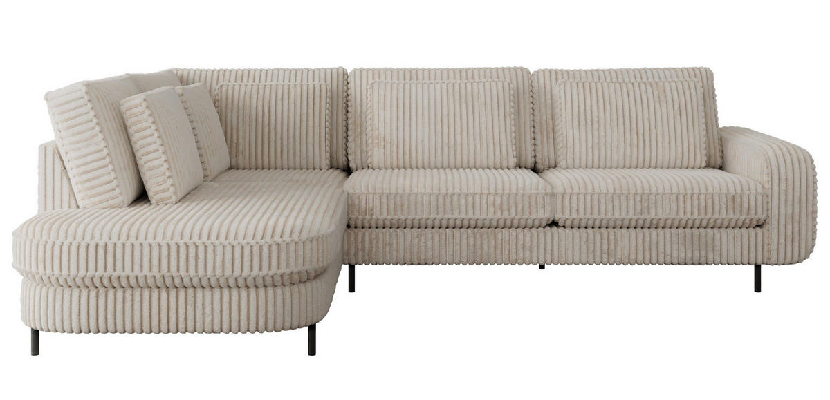 ROHOVÁ SEDAČKA CALENO L - Béžová Manšestr - Pravá Strana - černá/béžová, kov/textil (317/225cm) - MKS