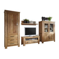 WOHNZIMMERSCHRANK Teilmassiv Iantha 360x210x47 Wohnwand Wildeiche natur geölt - Naturfarben, Holz (360/210/47cm) - 58aufmkessel