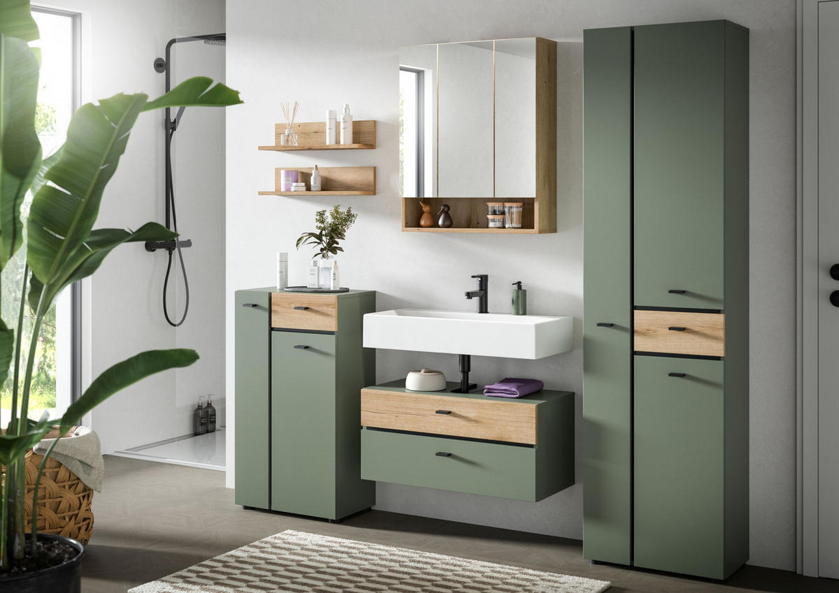 HOCHSCHRANK Aqua Sage Green 51/30/191 cm - Grün, Holzwerkstoff (51/191/30cm) - Xonox