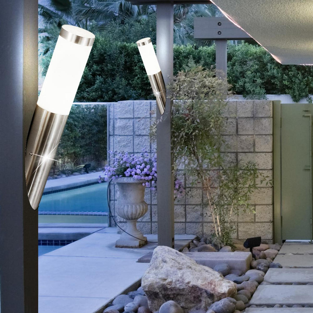 LED AUSSEN-WANDLEUCHTE Edelstahl Silber - Silberfarben, Metall (7.6/41/17cm)