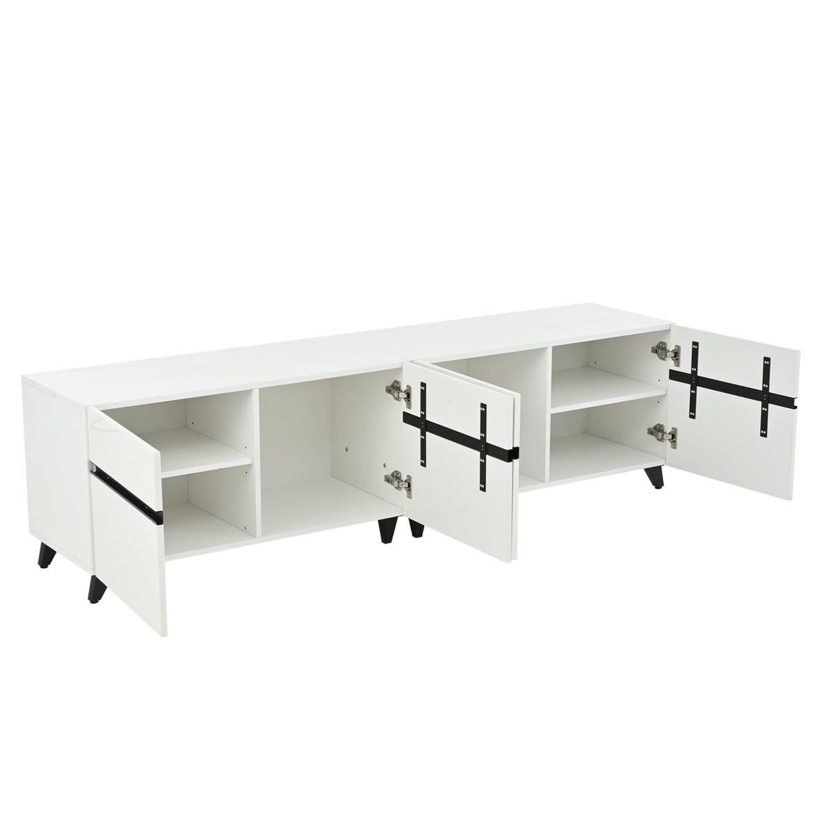 TV-ELEMENT mit 4 Schränken 180 x 40 x 49 cm MDF Weiß - Weiß, Holzwerkstoff (40/49/180cm) - Beauniv