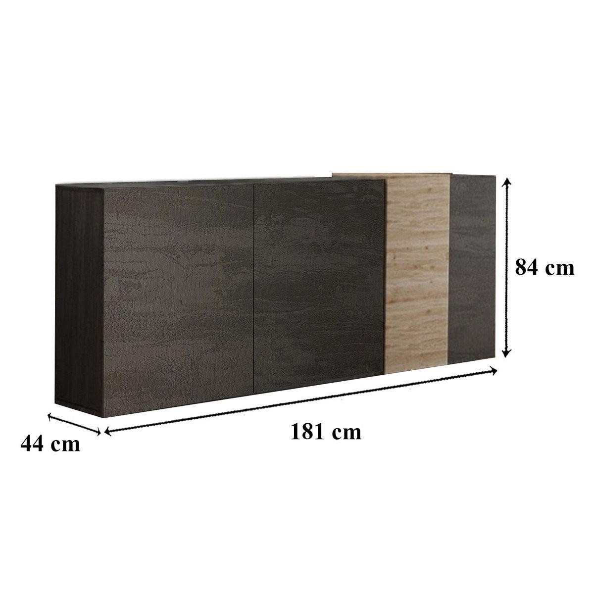 SIDEBOARD 3 Türen Pluton - L181 cm - Apfelbaumfarben, Holzwerkstoff (44/84/181cm) - Calicosy