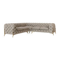 ECKSOFA Chesterfield Lexi Dunkle Creme Samt - Goldfarben/Creme, Holz/Textil (264/264cm) - S-Style Möbel