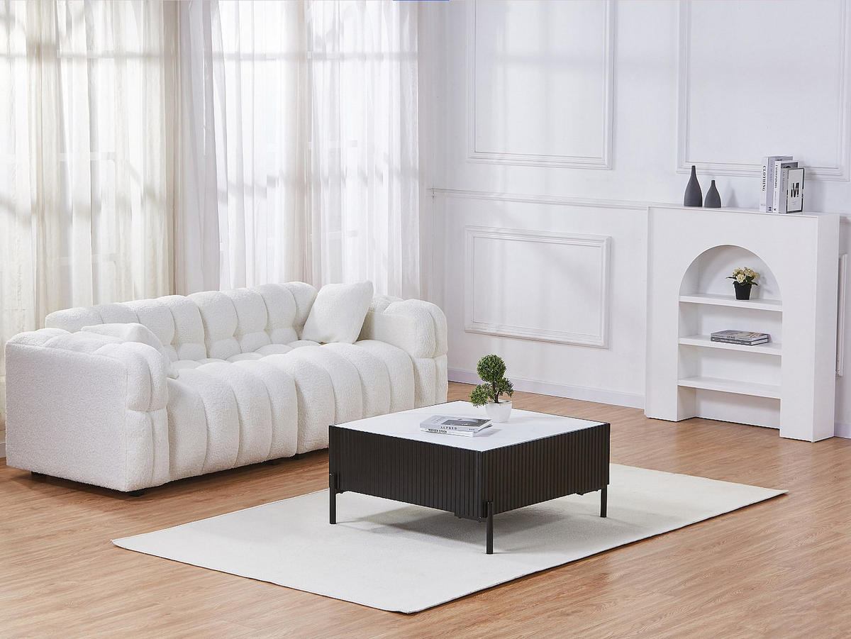 COUCHTISCH - Keramik, MDF & Metall - Schwarz & Weiß - CYNDORA - Schwarz, Holz (80/80/40cm) - Vente-Unique