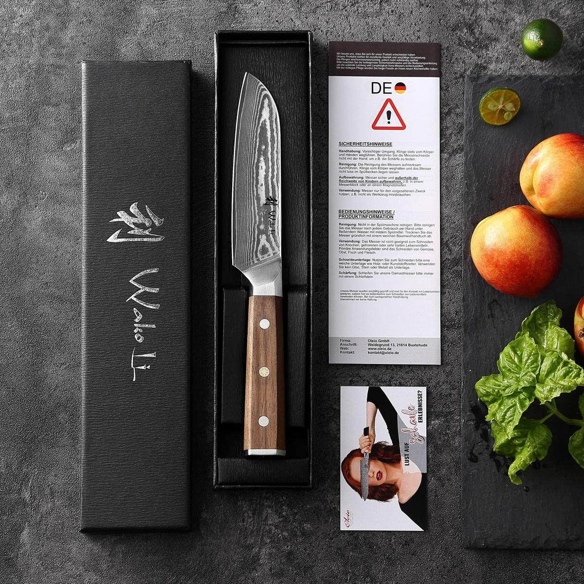 SANTOKUMESSER 12,5 cm - Nussbaumfarben, Holz/Metall (24cm) - Wakoli