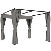 PERGOLA mit Schiebedach 4 Seitenwände Hellgrau 3 x 3 m - Hellgrau, Metall (300/227/300cm) - Outsunny
