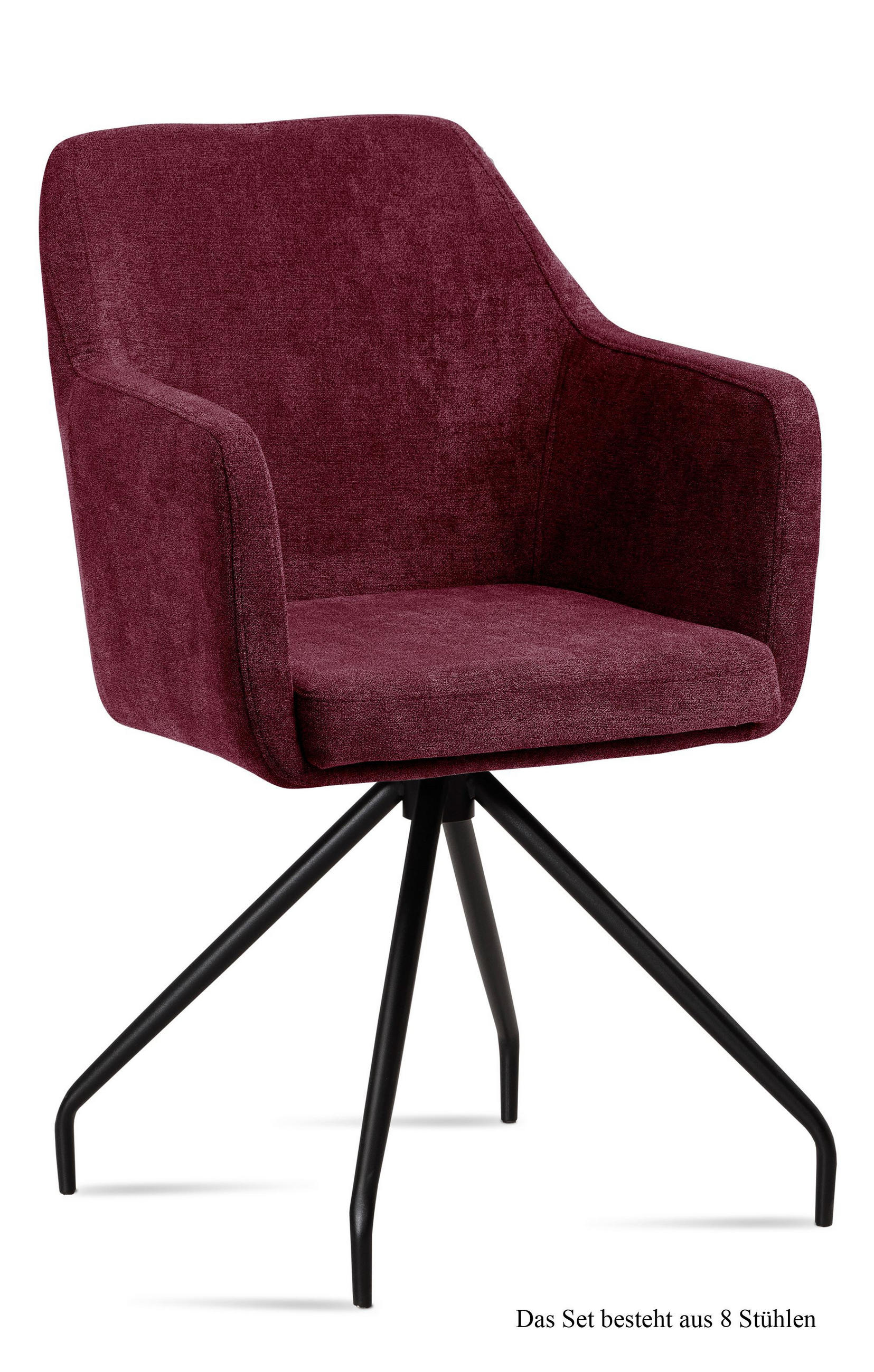 ARMLEHNSTUHL (8er-Set) Dijana 57x87x60 Schwarz/Marsala - Brombeere/Schwarz, Kunststoff (60/87/57cm) - 58aufmkessel
