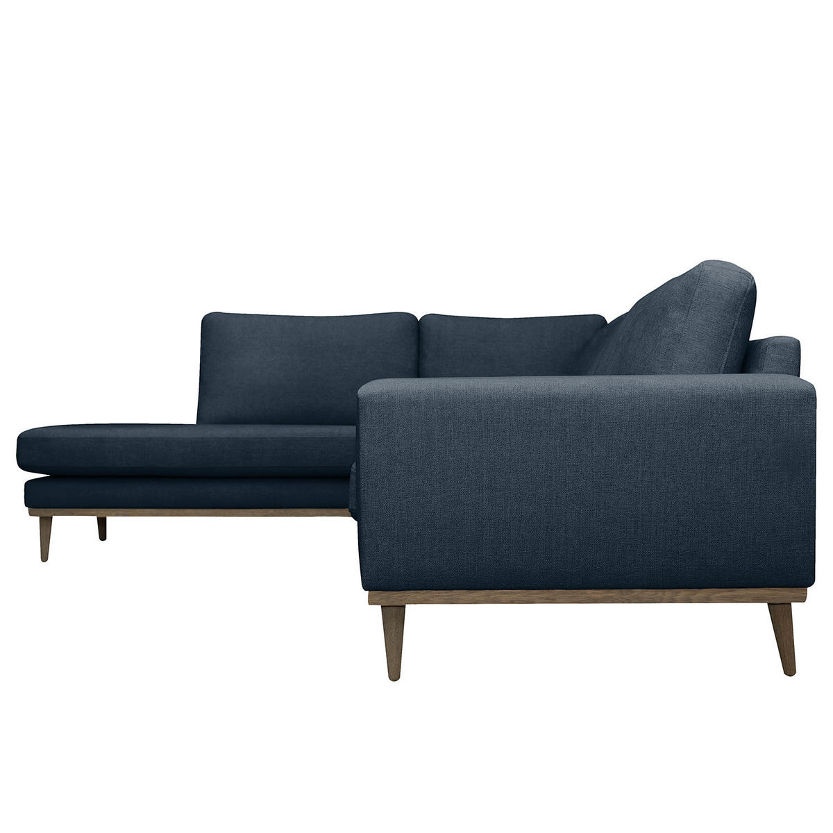 ECKSOFA mit Ottomane - Eichefarben/Dunkelblau, Eichenholz/Textil (287/219cm) - home24