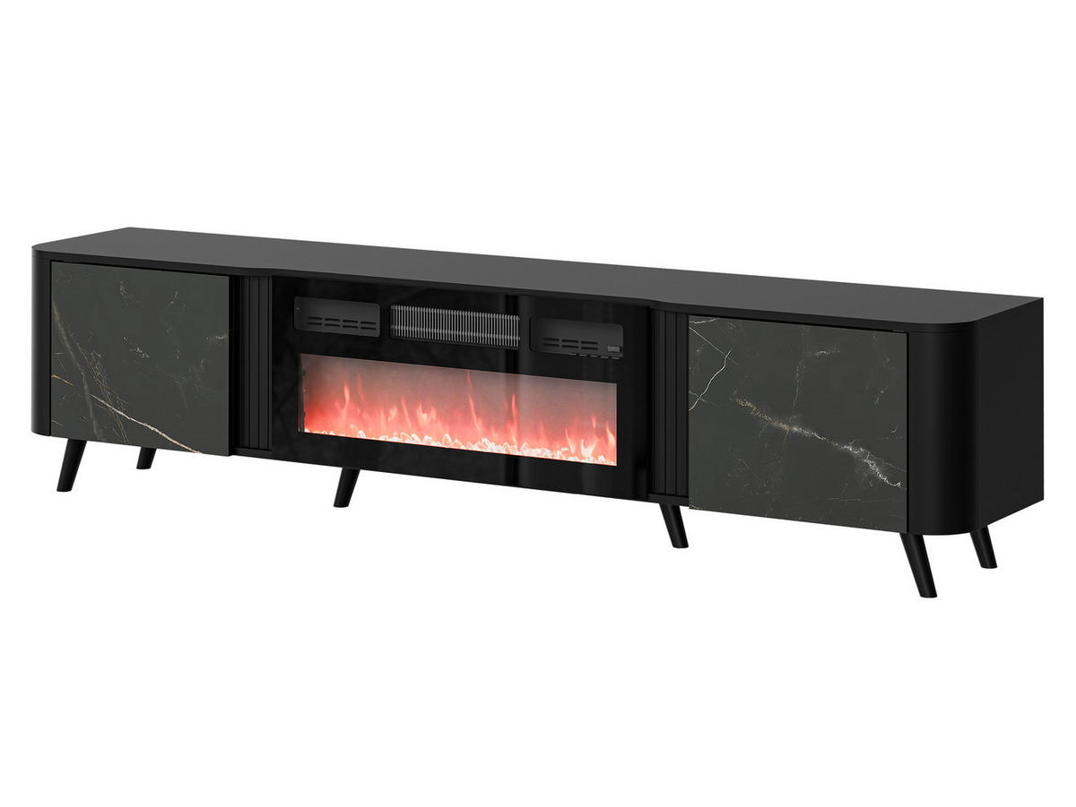 TV-LOWBOARD Volare 200 EF mit Kamin - Multicolor/Schwarz, Holzwerkstoff/Kunststoff (200/49/39cm) - MIRJAN24