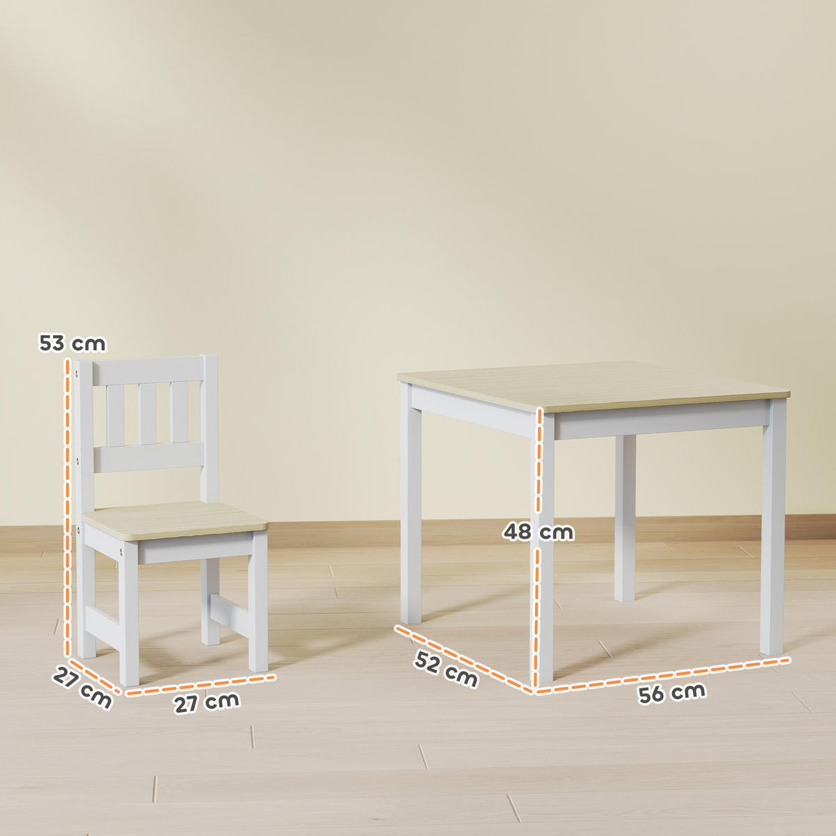 KINDERSITZGRUPPE DE-17545 2 Stühle zum Zeichnen & Lernen Naturholz - Naturfarben, Holzwerkstoff (52/48/56cm) - ComfortXL