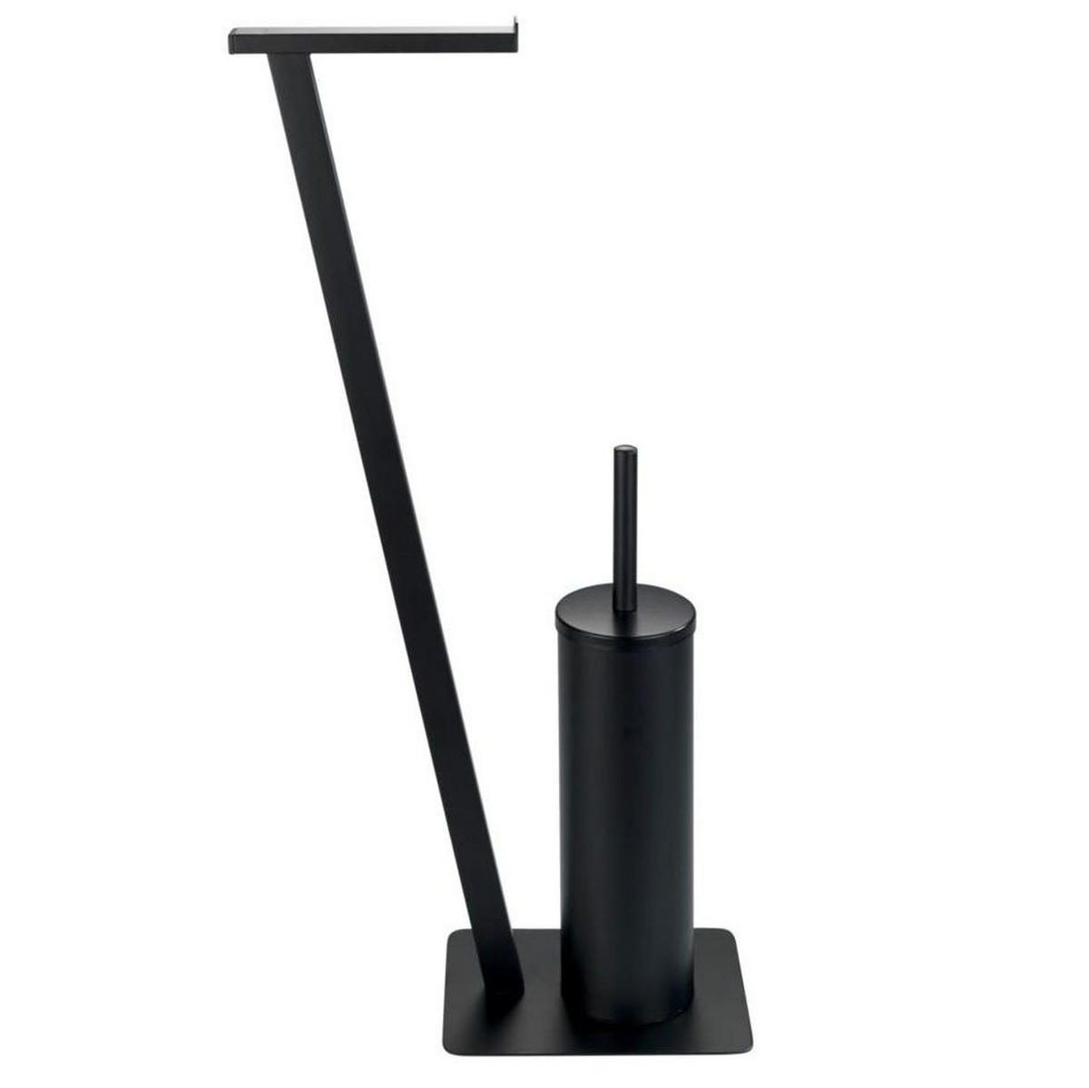 TOILETTENPAPIERSTÄNDER mit WC-Bürste Lirio 30/15/68 cm - Schwarz, Metall (15/68/30cm) - Wenko