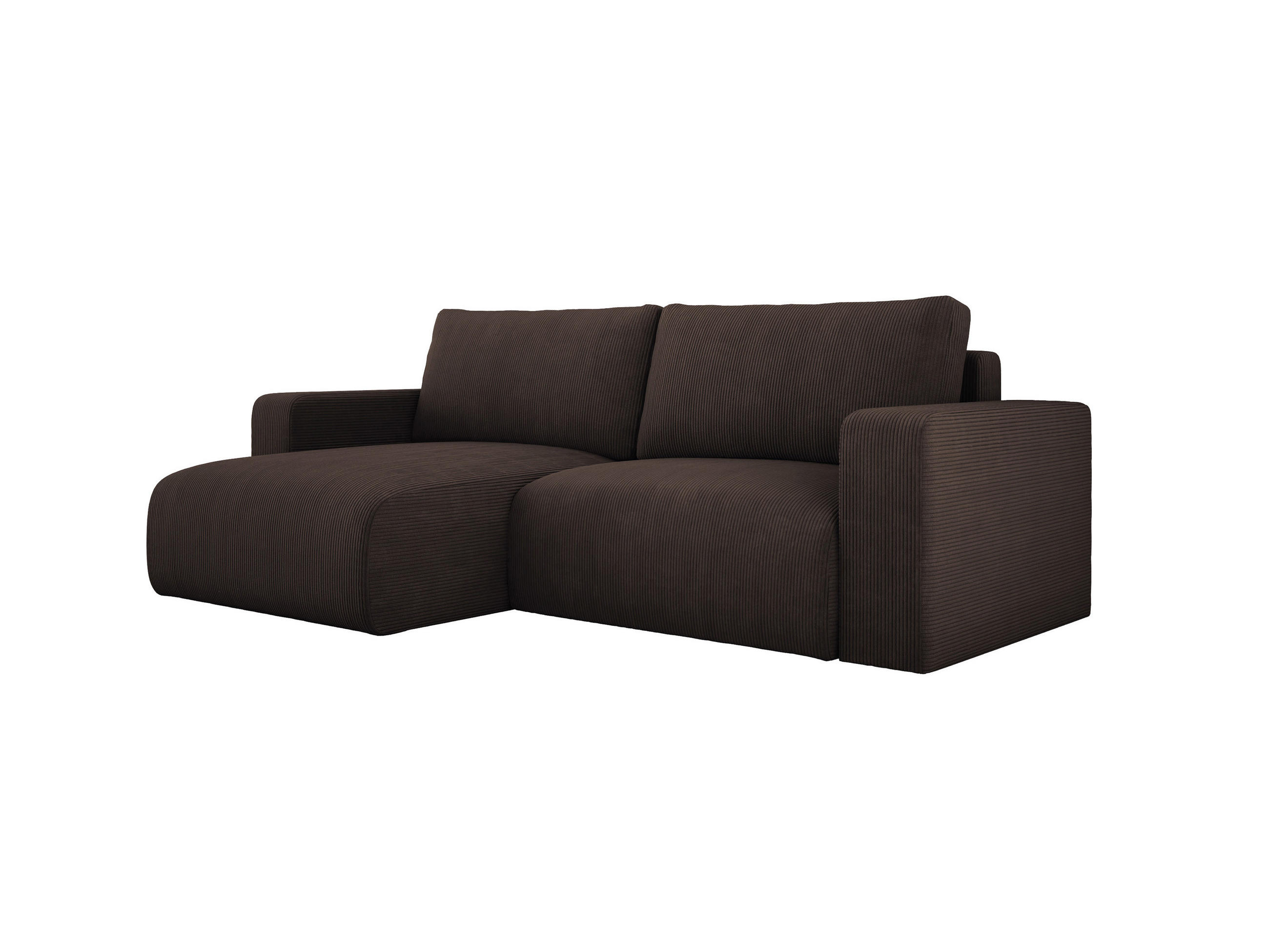 ECKSOFA Carl L-förmig Schlaffunktion und Bettkasten weicher Cordstoff flexibel stellbar lose Rückenkissen freistehend LINKS 143x247x83cm Dark brown - Dunkelbraun, Holz/Textil (143/247cm) - DomoHome