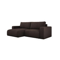 ECKSOFA Carl L-förmig Schlaffunktion und Bettkasten weicher Cordstoff flexibel stellbar lose Rückenkissen freistehend LINKS 143x247x83cm Dark brown - Dunkelbraun, Holz/Textil (143/247cm) - DomoHome