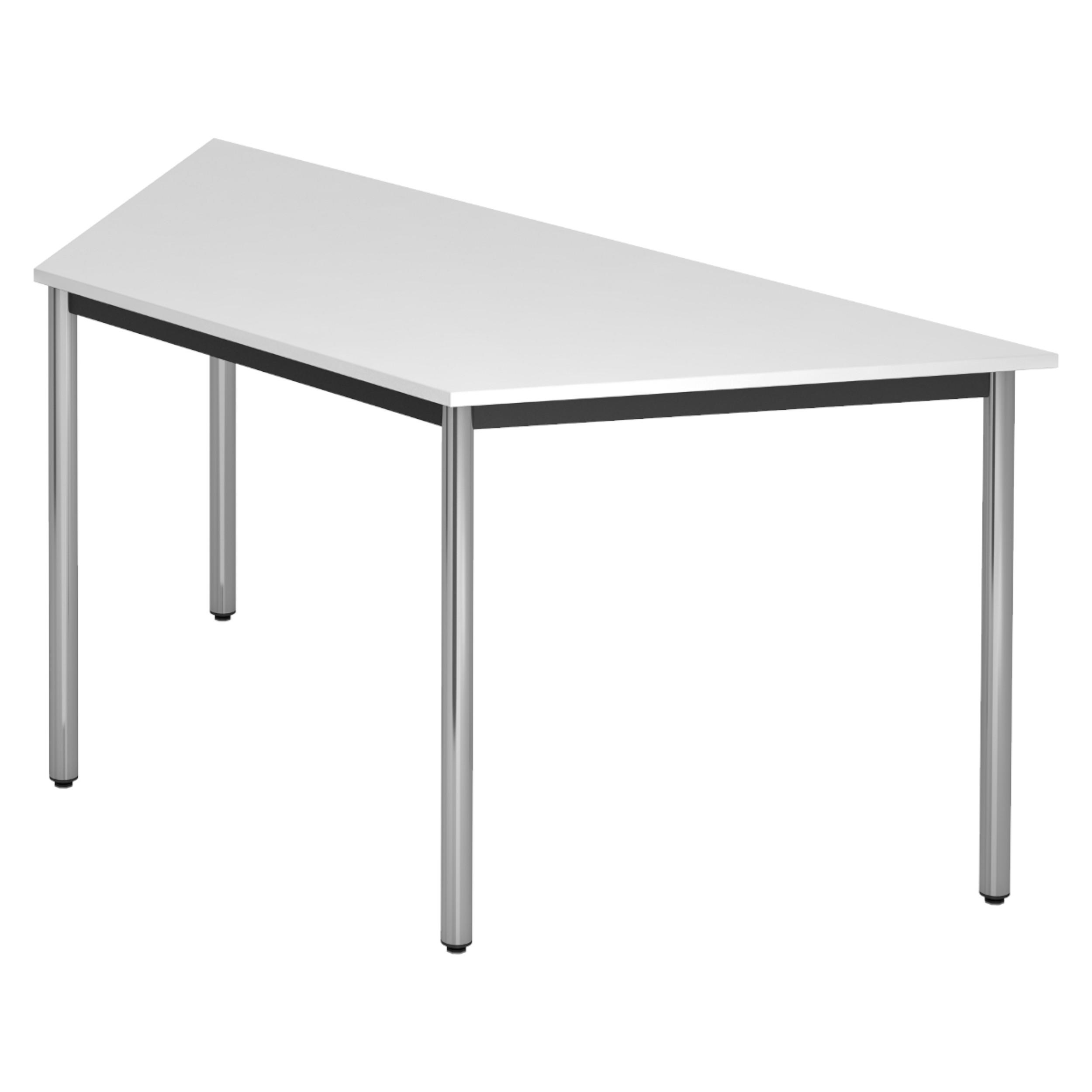 BESPRECHUNGSTISCH Serie-D 69/160/72 cm in Weiß/Rundrohr verchromt - Chromfarben/Weiß, Holzwerkstoff (69/160/72cm) - bümö