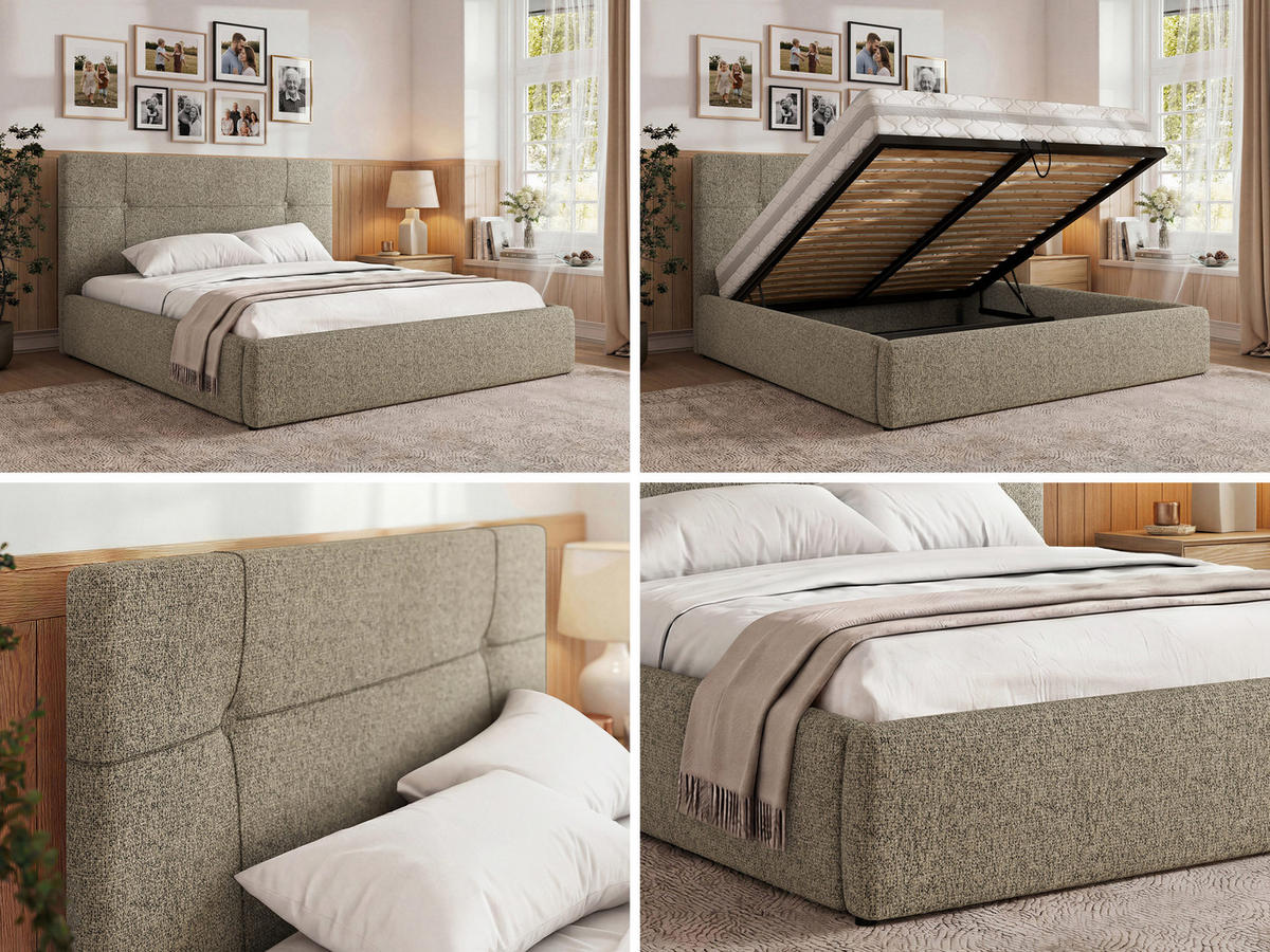 ČALÚNENÁ POSTEĽ CALERIO CLASSIC 200/200 - Taupe Štruktúrovaná látka - Matrac Multipocket - čierna/taupe, textil/plast (200/200cm) - MKS
