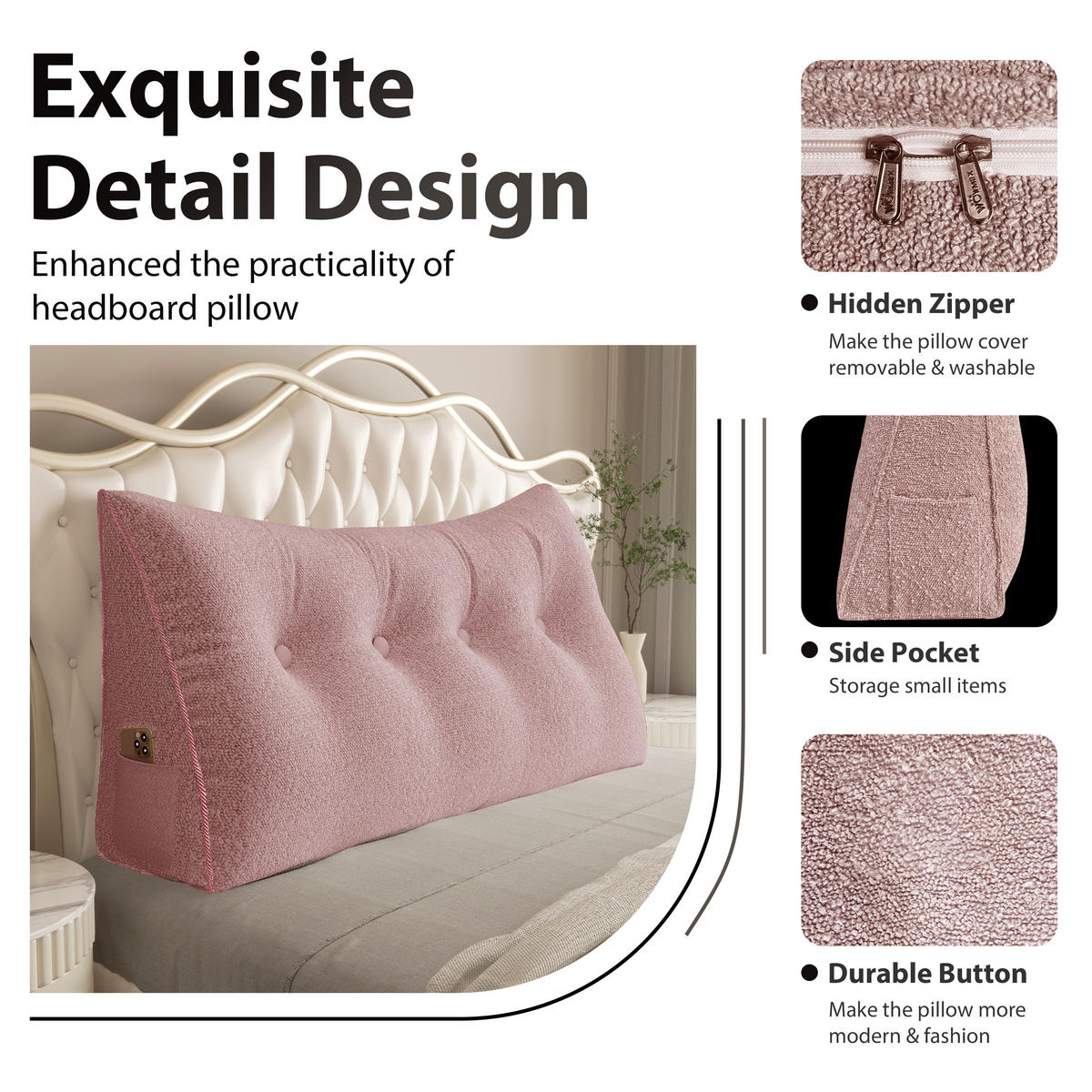 RÜCKENKISSEN Plüsch Rosa 100 cm - Altrosa, Textil (50/100cm) - Vercart