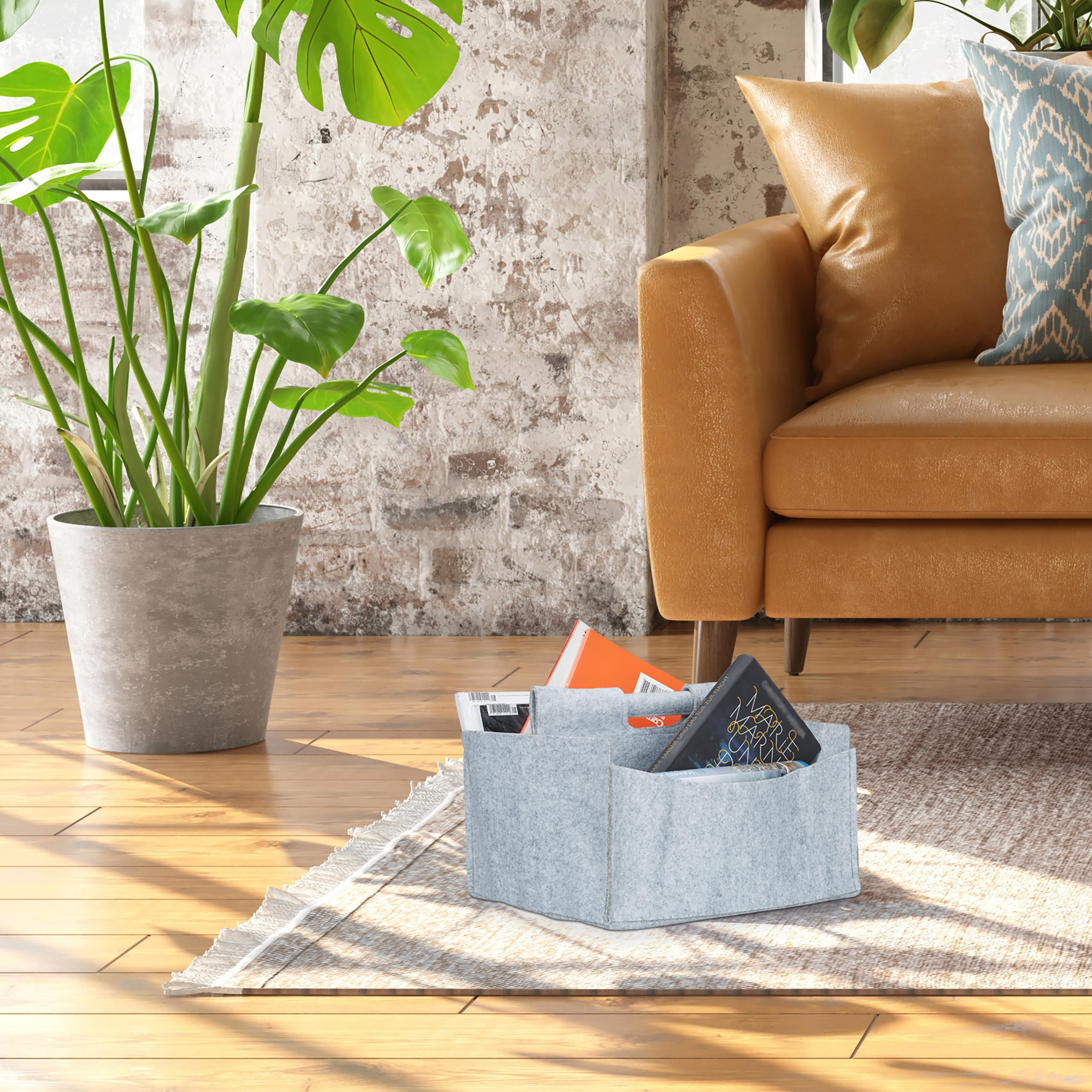 ZEITUNGSKORB - Grau, Textil (32/24/28cm) - Relaxdays