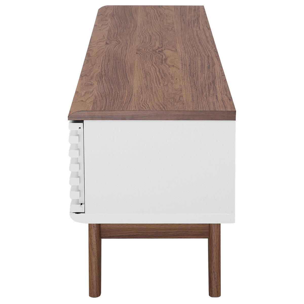 TV STOLEK Tmavě hnědý, Bílý DETROIT 35/149/44 cm - bílá/tmavě hnědá, kompozitní dřevo (149/44/35cm) - Beliani