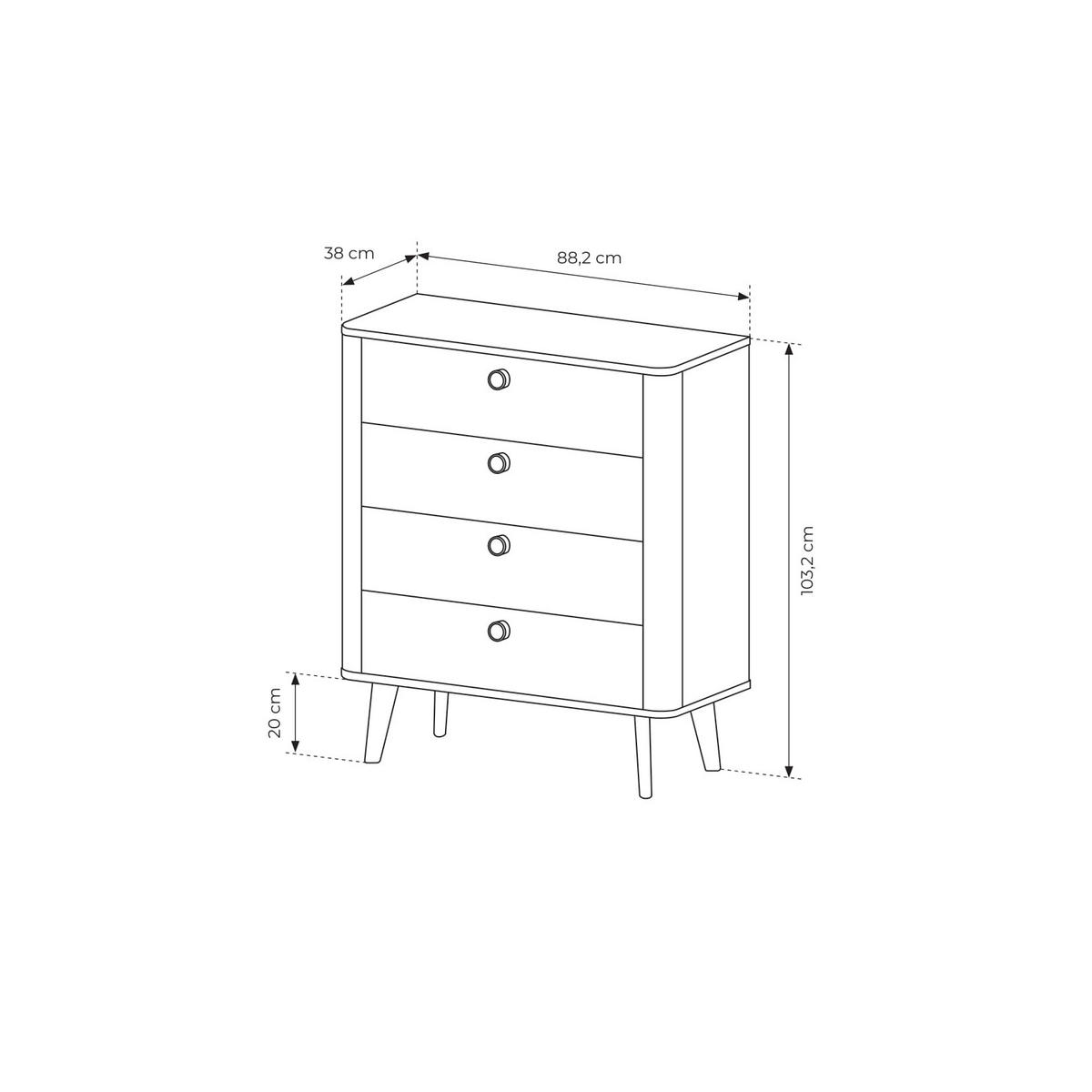 SIDEBOARD CHIARO 88,2/103,2/38cm mit 4 Schubladen Türen Eichefarben - Eichefarben, Holzwerkstoff (88.2/103.2/38cm) - MASSENO