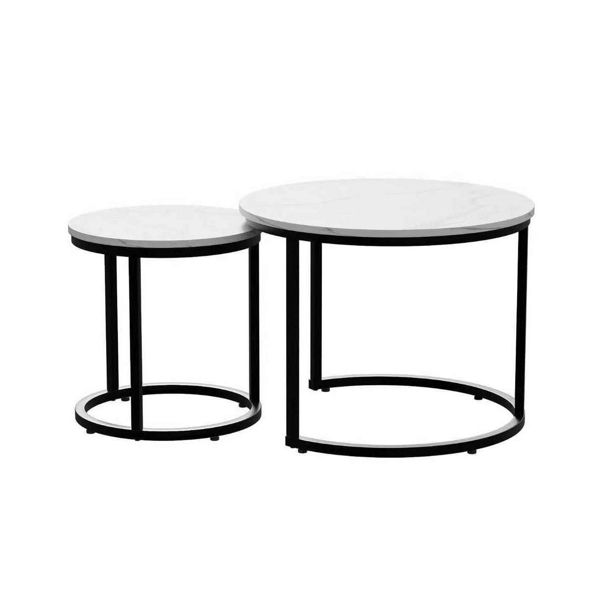COUCHTISCH 2er-Set verschachtelbar rund Metall Weiß - Weiß, Metall (60/60/45cm) - Meubliv
