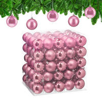 100XWEIHNACHTSKUGELN - Rosa, Kunststoff (6/7/6cm) - Relaxdays