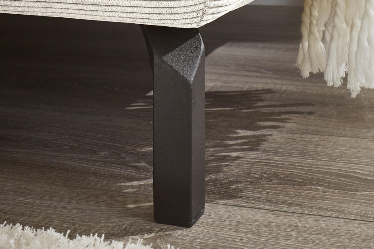 ECKSOFA MIT MOTORISCHEM SITZVORZUG DELIA Weiß Cord - Schwarz/Weiß, Textil/Metall (276/219cm) - KAWOLA