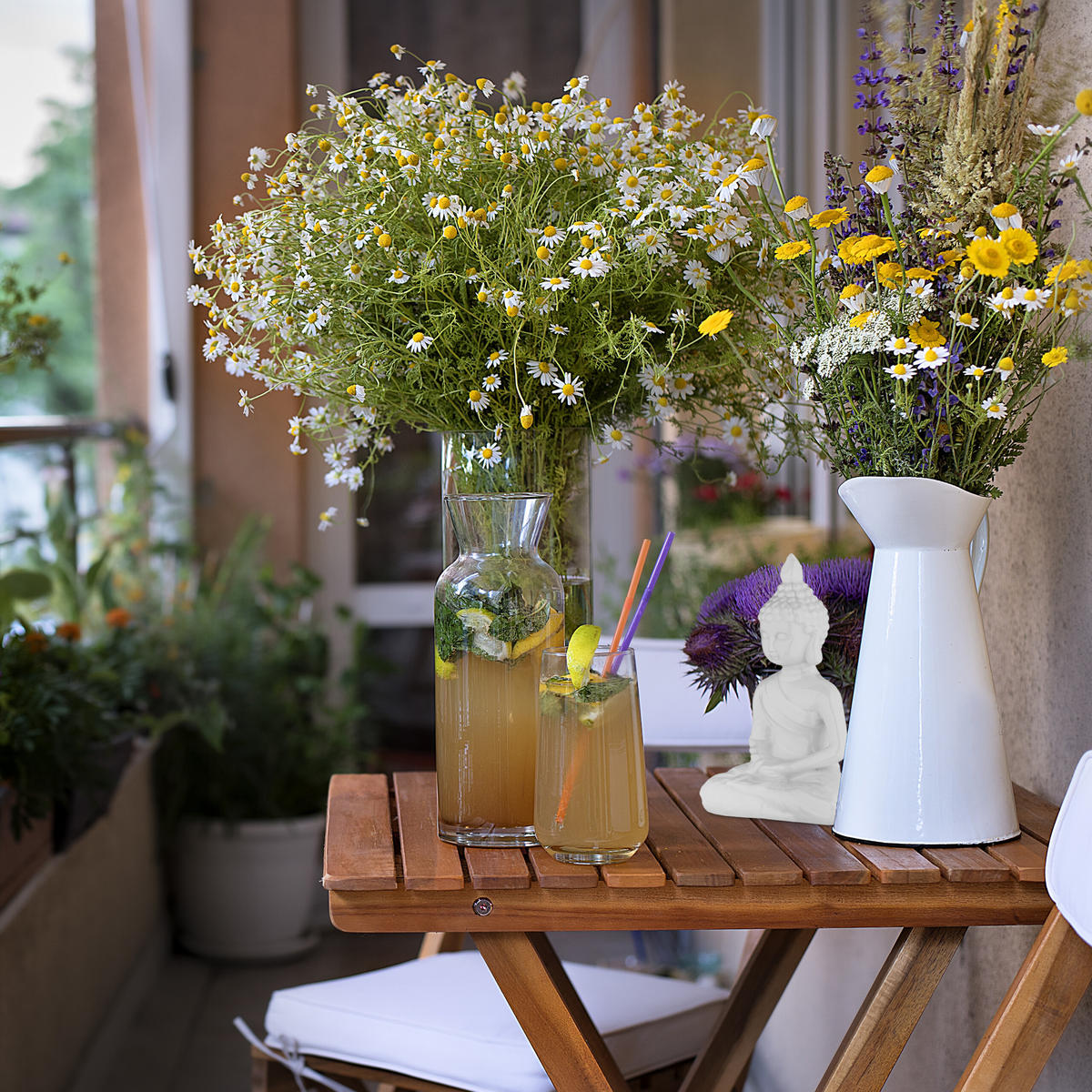 BUDDHA-FIGUR - Weiß, Keramik (11/18/6cm) - Relaxdays