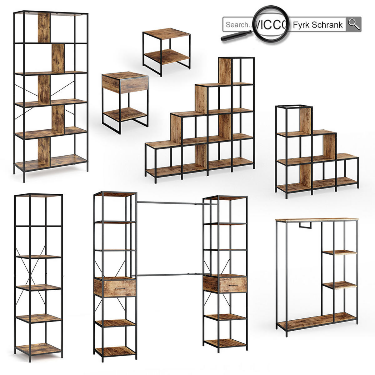 KLEIDERSCHRANK Fyrk Eiche rustikal 119.5 x 189 cm - Wildeiche/Braun, Holzwerkstoff (119.5/189/44cm) - Vicco