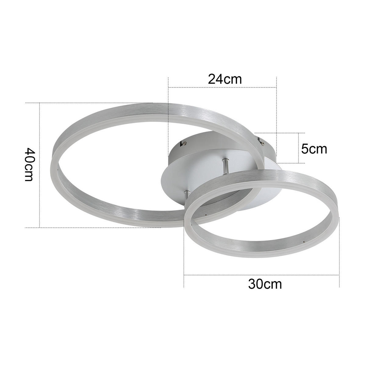 LED-DECKENLEUCHTE Jensk 30/24/40 cm - Silberfarben, Metall (40/30/24cm) - ZMH