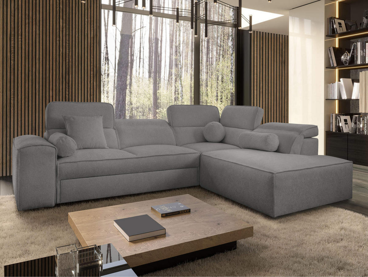 ECKSCHLAFSOFA Vito VII, Seite: Rechts - Dunkelgrau, Holz/Textil (276/214cm) - MIRJAN24