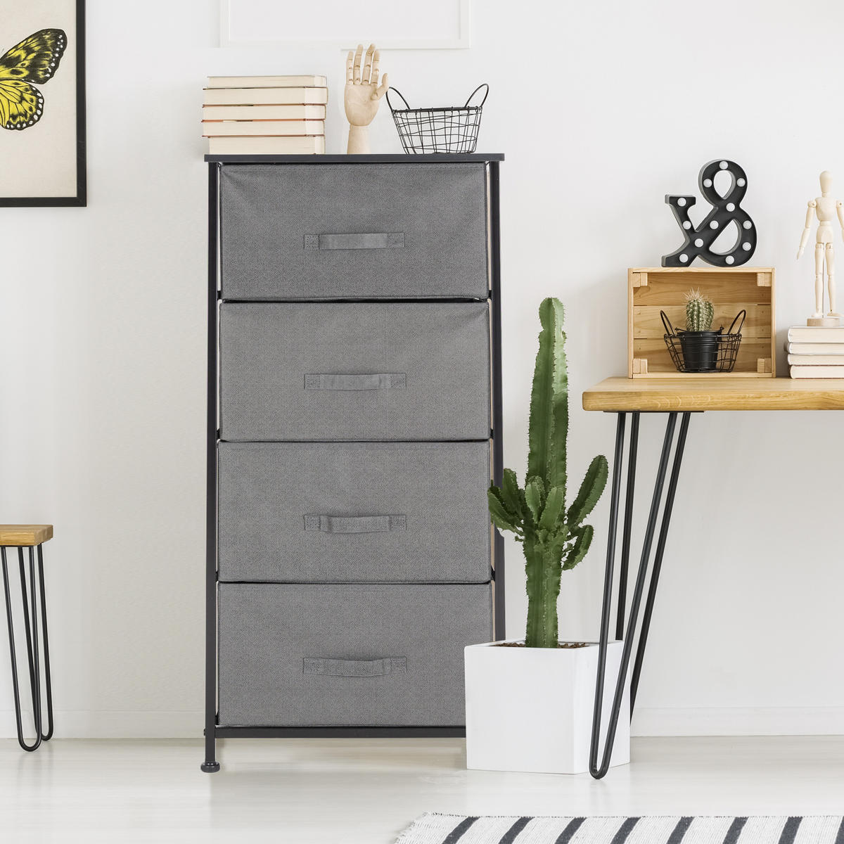 REGAL - Grau, Metall (30/94/45cm) - ML-DESIGN