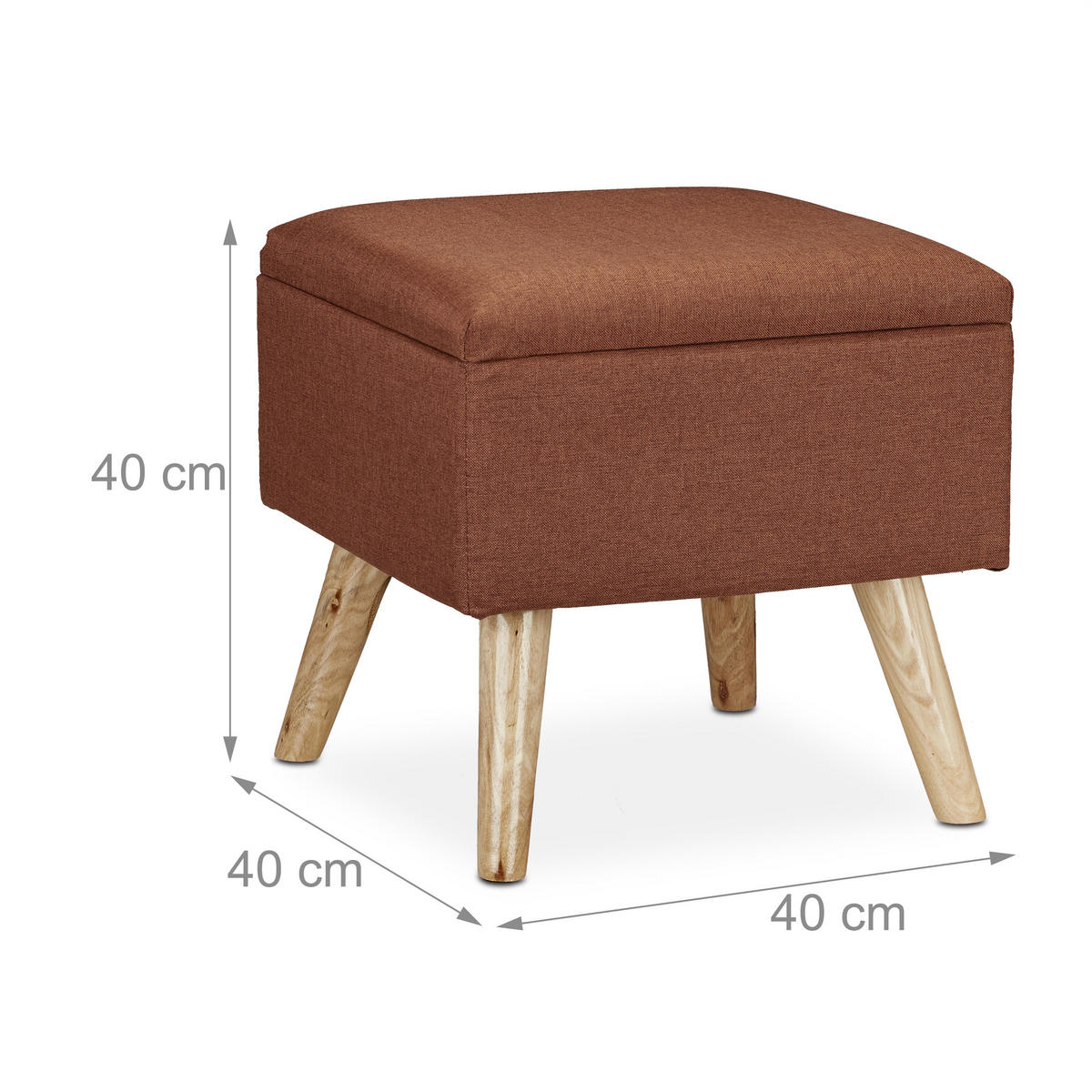 HOCKER - Braun, Holz/Holzwerkstoff (40/40/40cm) - Relaxdays