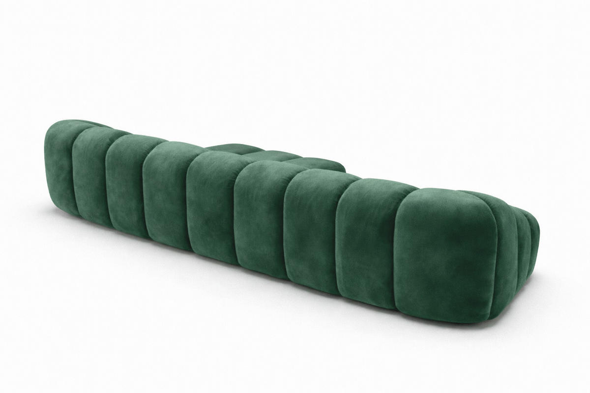 ECKSOFA Modulare L-Form, Veloursstoff Bluvel, Grün, Rechts, CROISSANT XL - Grün, Holz (340/190cm) - Kaiser Möbel