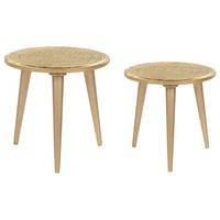 BEISTELLTISCH 2er-Set Rund Gold Narra - Goldfarben, Holz (36/46cm) - Beliani