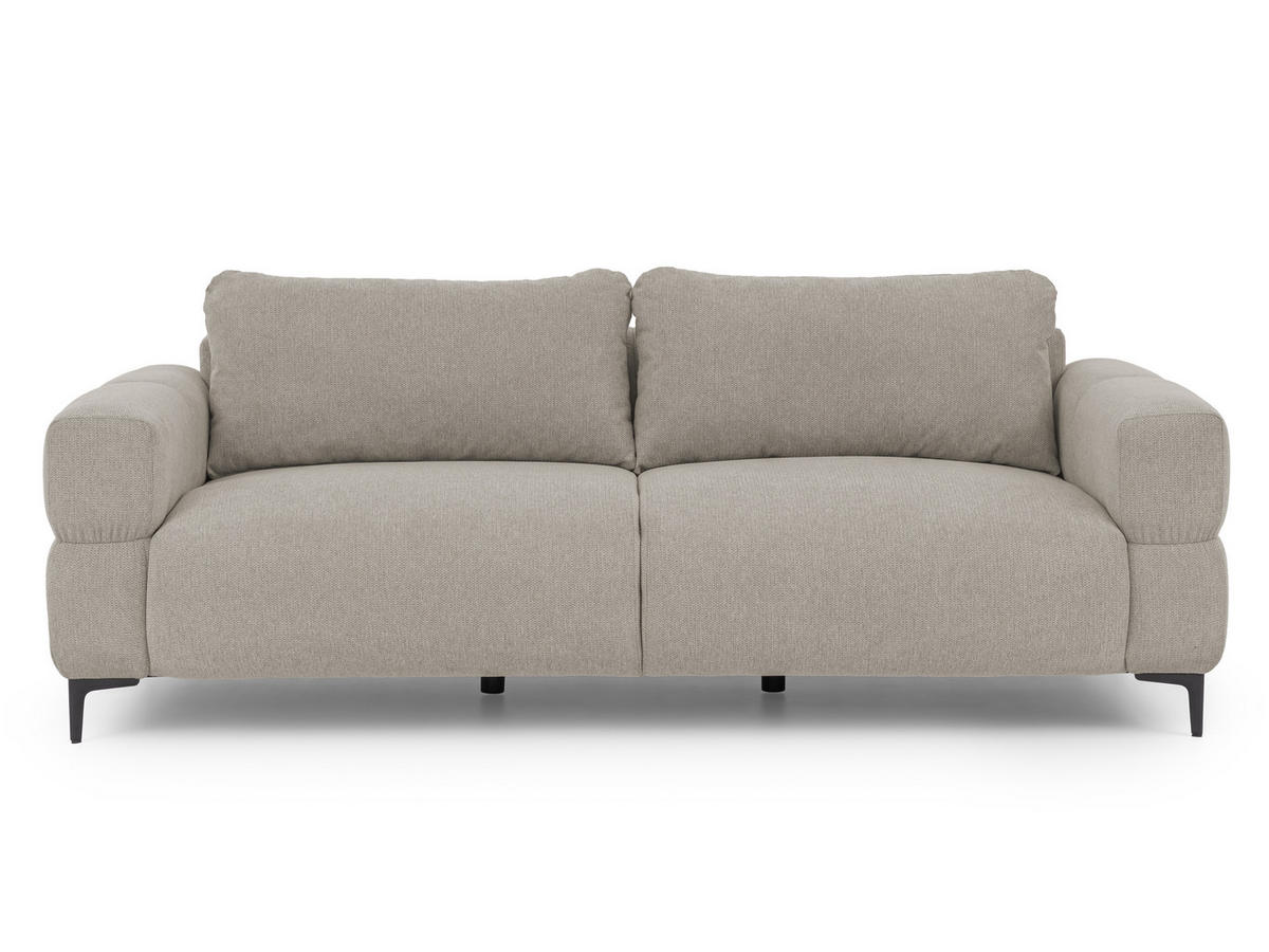 TROJMIESTNA POHOVKA Cardea v bublinkovom vzhľade z mäkkej látky taupe štruktúrovanej - čierna/taupe, kov/drevo (217/80/97cm) - S-Style Möbel