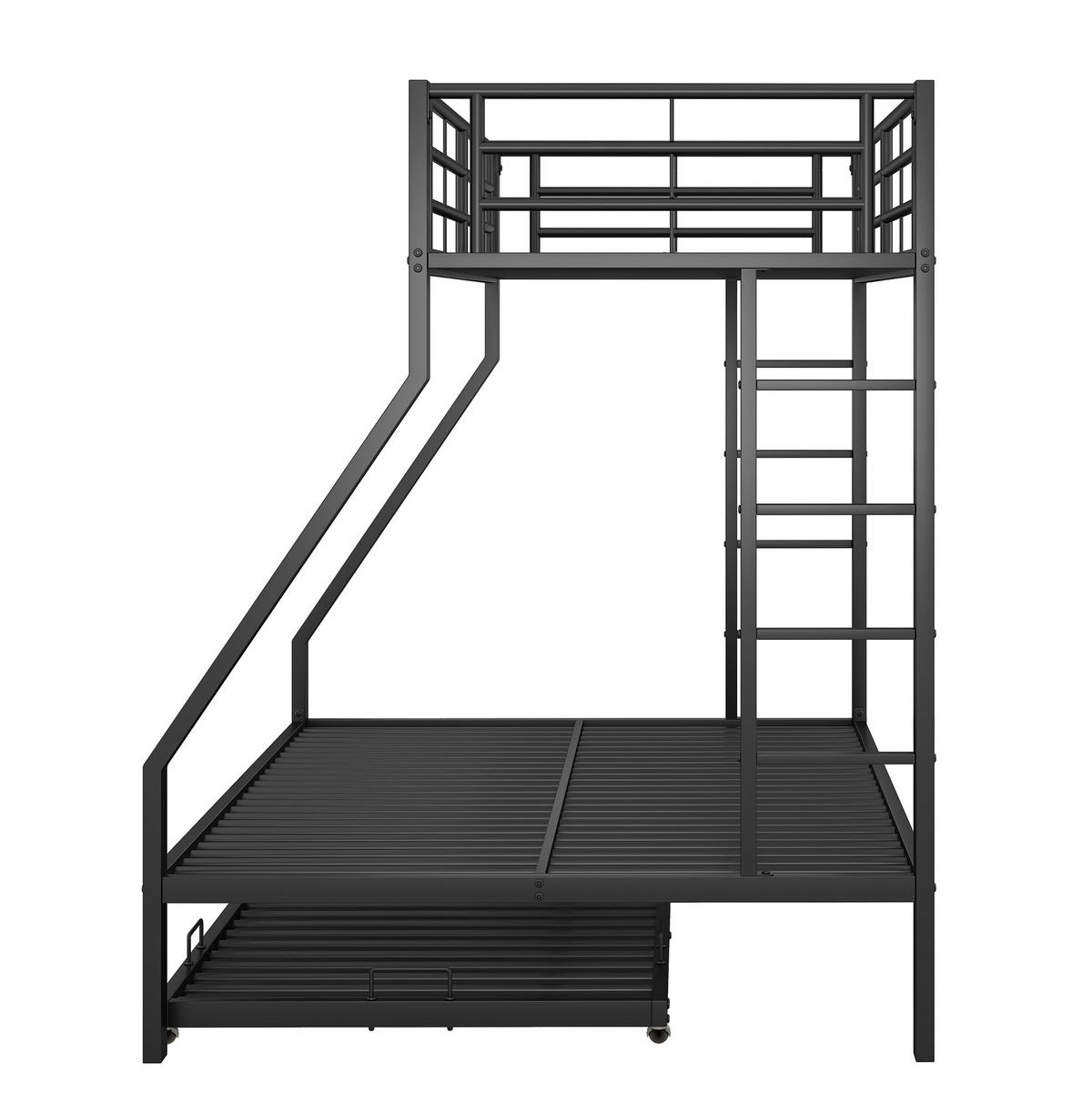 ETAGENBETT 90/140/200 cm aus Metall mit ausziehbarem Bett Schwarz - Schwarz, Metall (90/190cm) - Modenvie