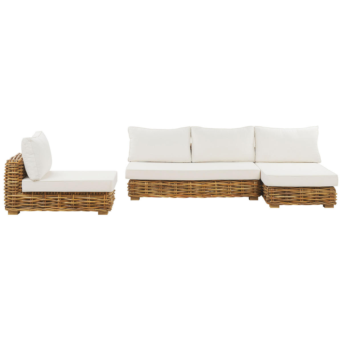LOUNGE SET 4-Sitzer natürlich rechtsseitig modular Varallo - Naturfarben, Naturmaterialien - Beliani