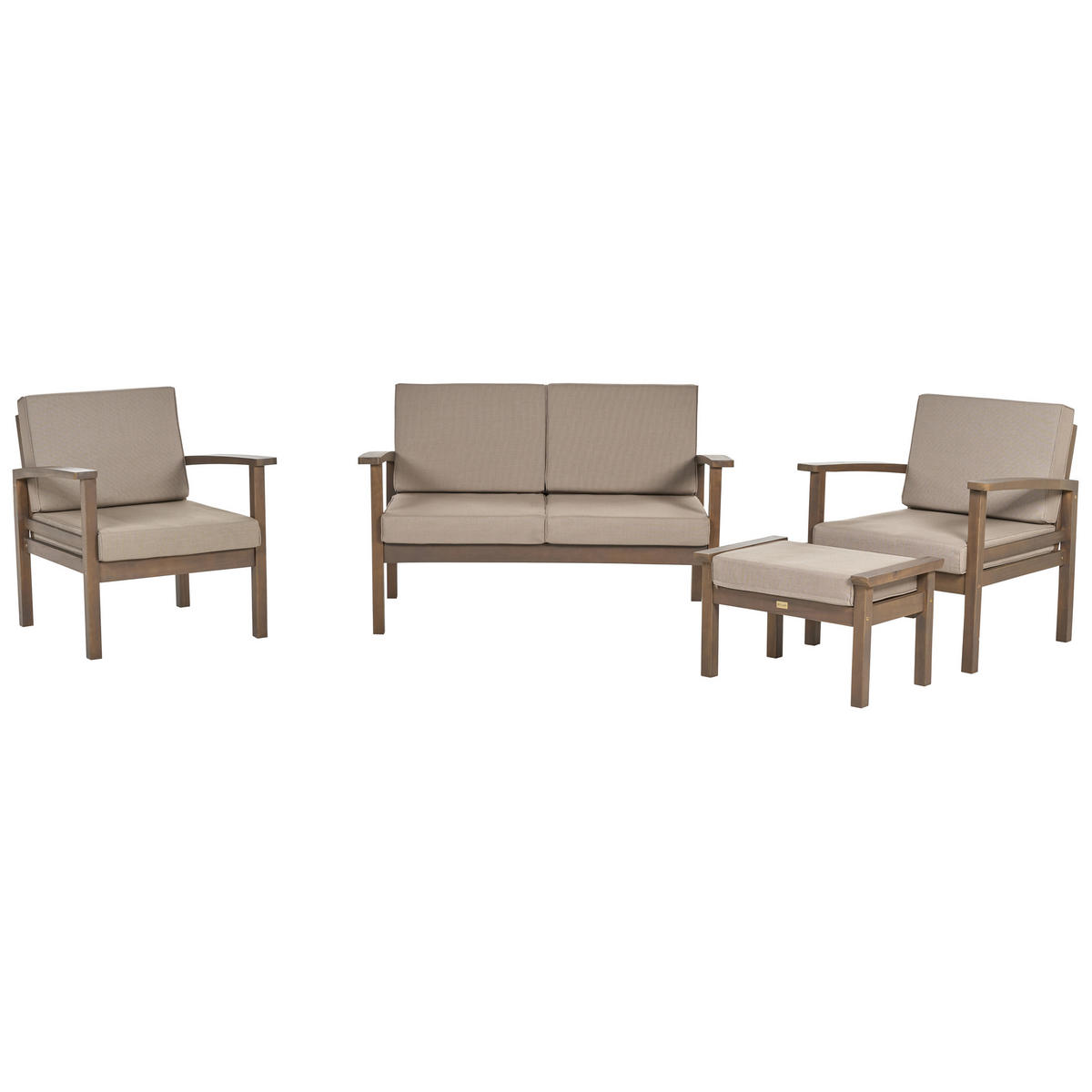 4-SITZER LOUNGE SET zertifiziertes Holz dunkelbraun Manila - Taupe/Dunkelbraun, Holz - Beliani