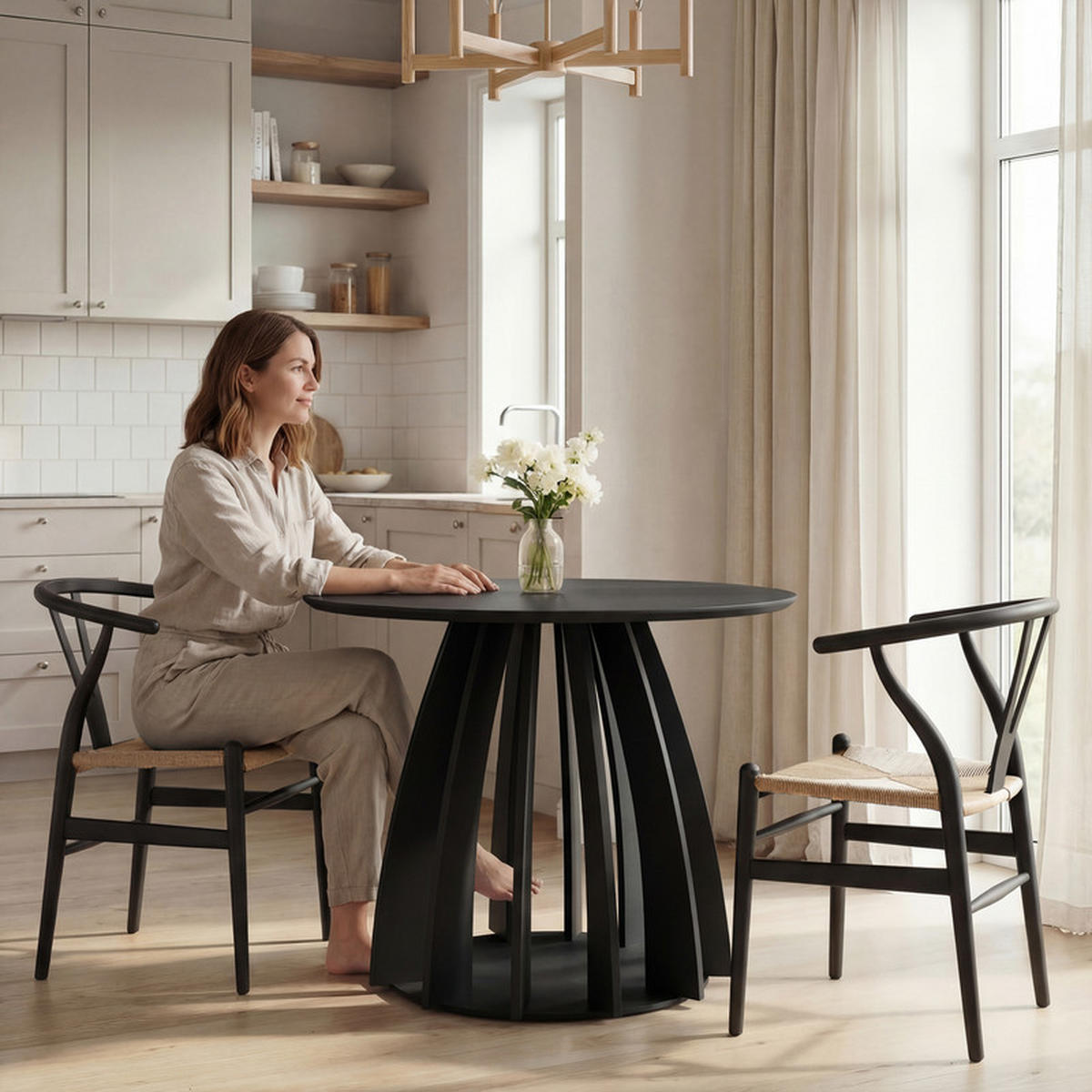 ESSTISCH VENO 100/76 cm Schwarz - Schwarz, Holzwerkstoff (100/100/76cm) - Idohome