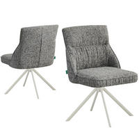 ESSZIMMERSTUHL LINNEA 2er-Set - Dunkelgrau/Weiß, Textil/Metall (49/84/62cm) - DUBI Möbel