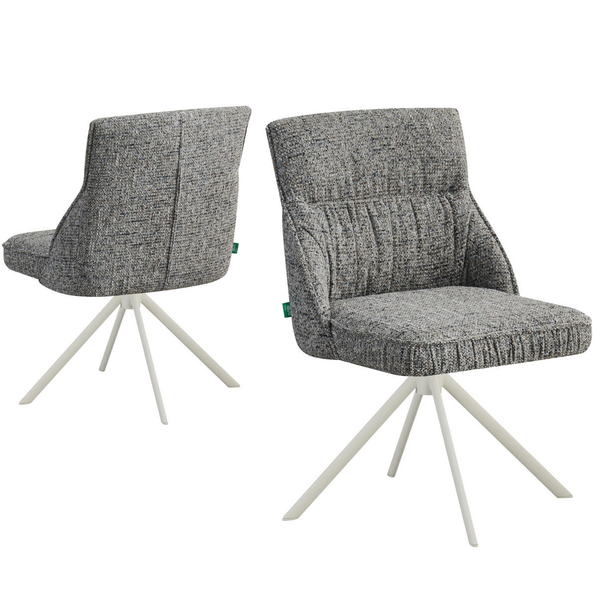 ESSZIMMERSTUHL LINNEA 2er-Set - Dunkelgrau/Weiß, Textil/Metall (49/84/62cm) - DUBI Möbel
