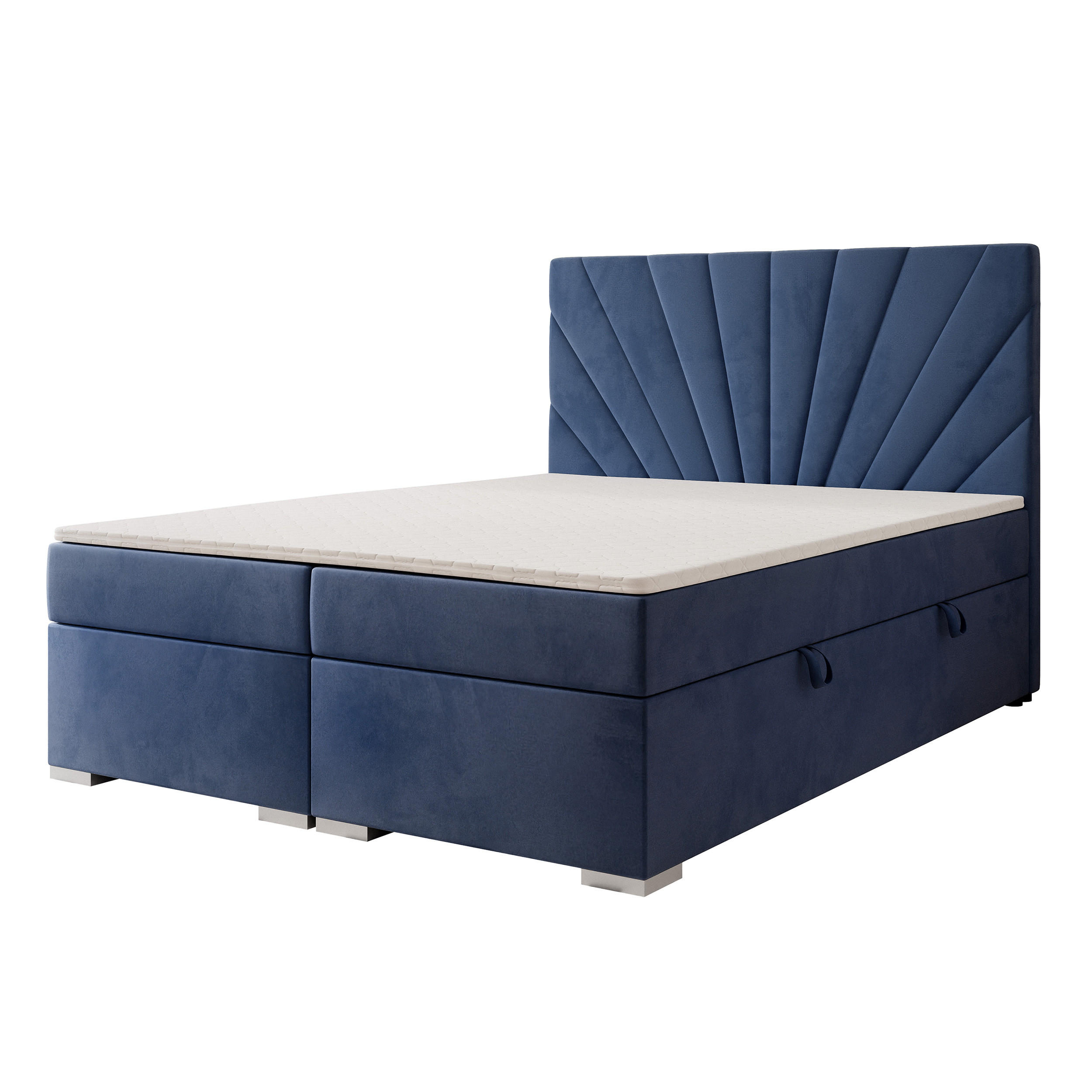 BOXBETT 160x200 cm mit Topper - Blau, Holzwerkstoff/Textil (140/200cm) - Idohome